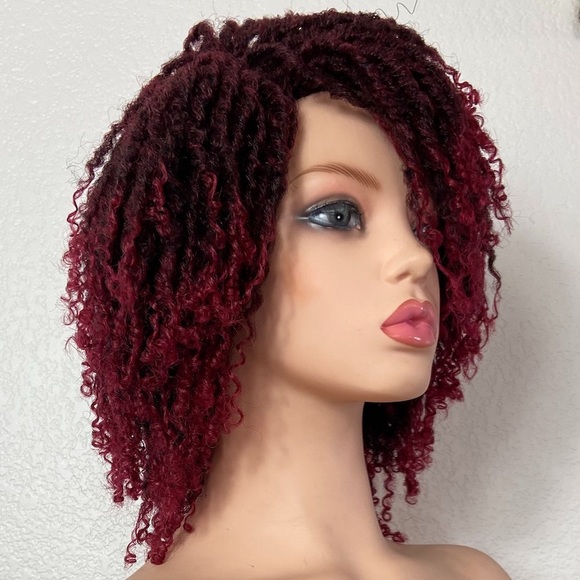 Twist kinky afro wig red wine burgundy ombré - Picture 7 of 7